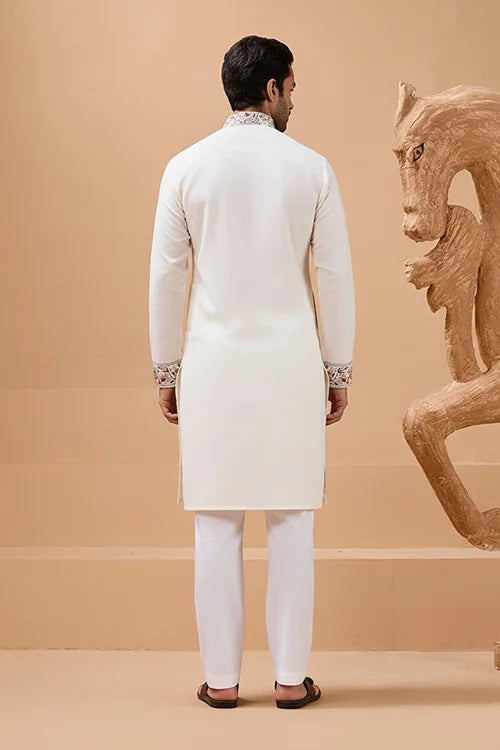 Vibrant Look White Kurta Dupatta Set for Mens Wear Clothsvilla
