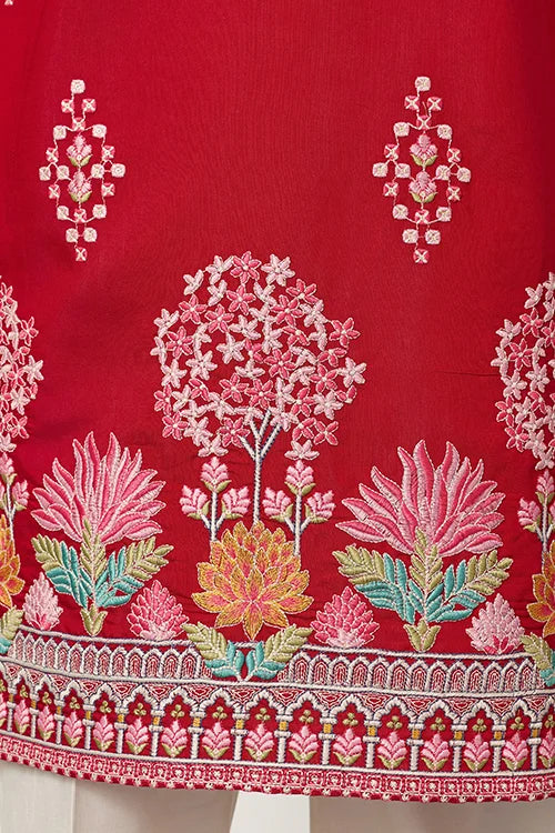 Unique Style Red Color Embroidered Kurta for Mens Wear Clothsvilla
