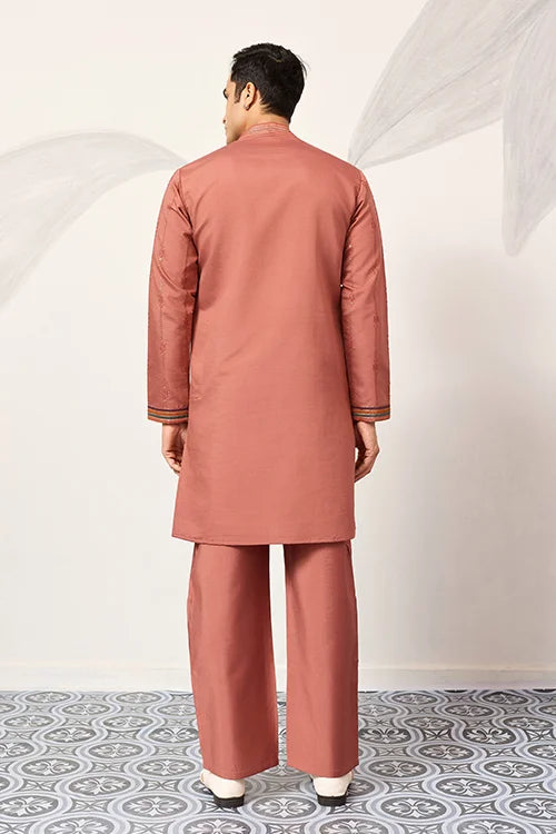 Elegant Royal V Style Orange Kurta Pant for Mens wear Clothsvilla