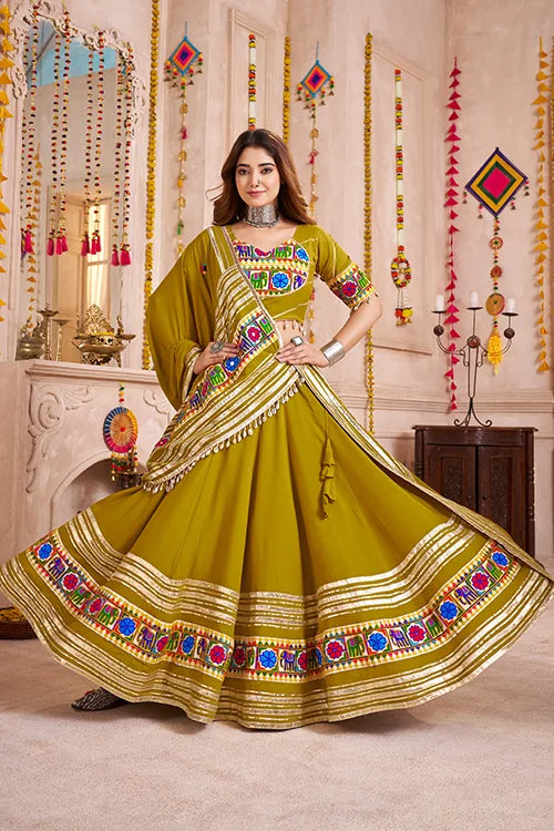 Fluorescent Green Chaniya Choli for Navratri Garba Night Clothsvilla