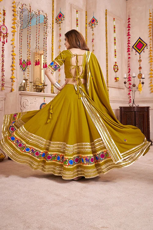 Fluorescent Green Chaniya Choli for Navratri Garba Night Clothsvilla