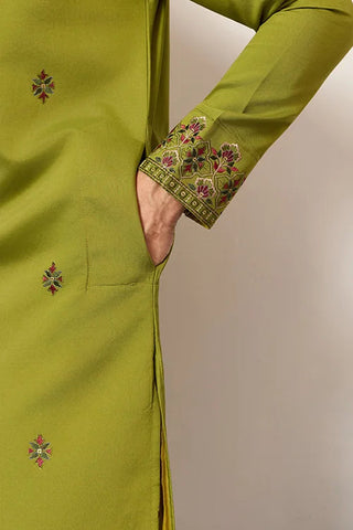Classic Wedding Fluorescent Green Mens Wear Kurta with Dupatta Clothsvilla