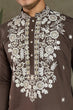 Load image into Gallery viewer, Wedding Functions Chocolate Gray Embroidered Kurta Clothsvilla