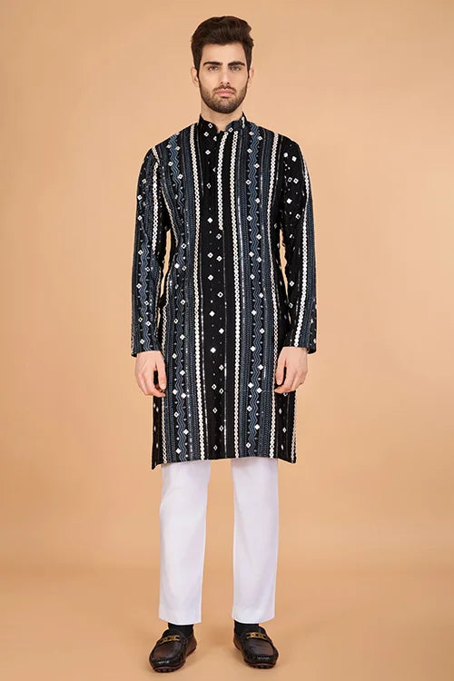 Exclusive Full Heavy Embroidered Wedding Special Mens Kurta Clothsvilla