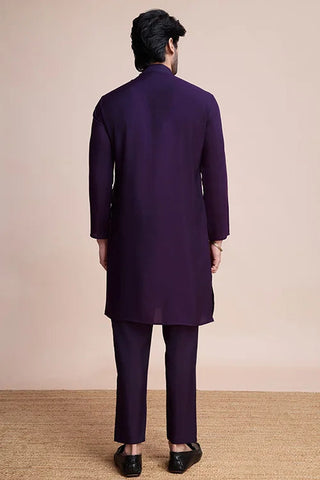 Traditional Purple Silk Kurta with Thread Work Clothsvilla