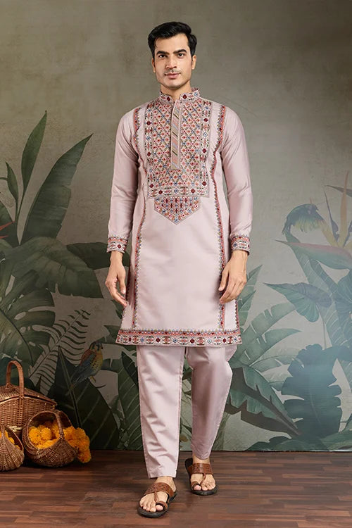 Dusty Pink Ethnic Mens Kurta Pajama for Functions Clothsvilla