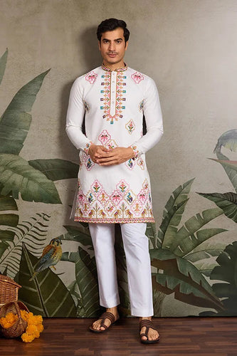 Classy Look Festive Occasion White Kurta for Mens Clothsvilla
