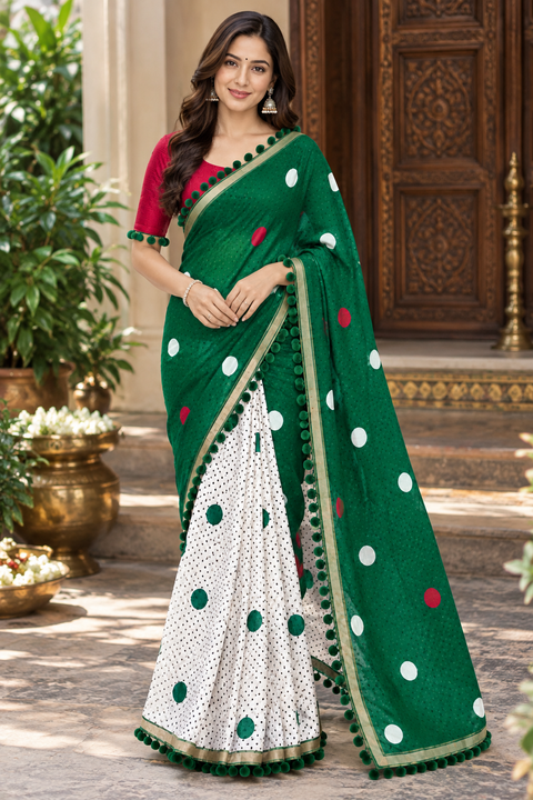 Emerald Breeze Green Mul Cotton Saree ClothsVilla Main image