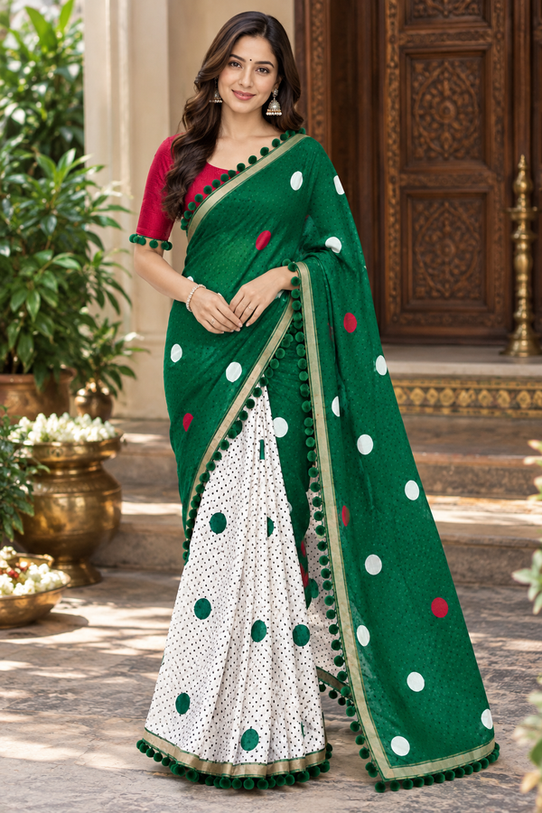 Emerald Breeze Green Mul Cotton Saree ClothsVilla