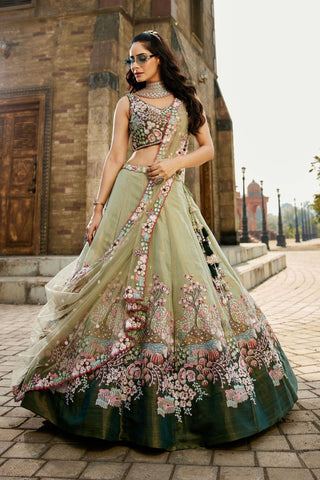 Net Sequins Embroidered Semi-Stitched Lehenga Choli with Dupatta Clothsvilla