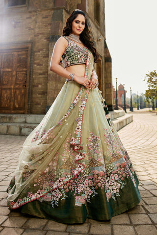 Net Sequins Embroidered Semi-Stitched Lehenga Choli with Dupatta Clothsvilla