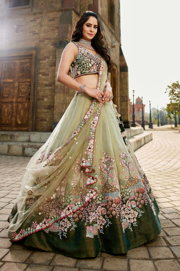 Net Sequins Embroidered Semi-Stitched Lehenga Choli with Dupatta Clothsvilla