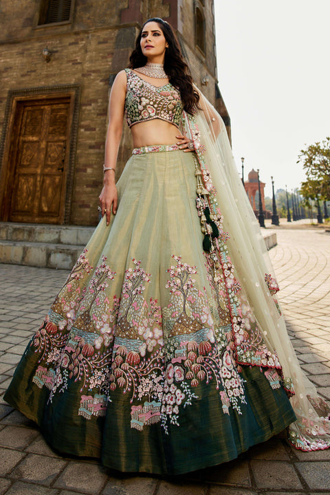 Net Sequins Embroidered Semi-Stitched Lehenga Choli with Dupatta Clothsvilla Main image