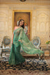 Load image into Gallery viewer, Elegant Gold Coin Green Saree with Arko Cut Work Border and Viscose Jacquard Blouse ClothsVilla