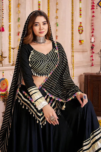 Black Chaniya Choli with Gamthi Lace for Navratri Clothsvilla