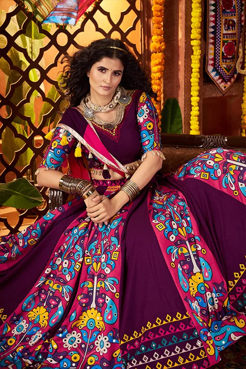 Traditional Purple Ghagra Choli for Garba Look Clothsvilla