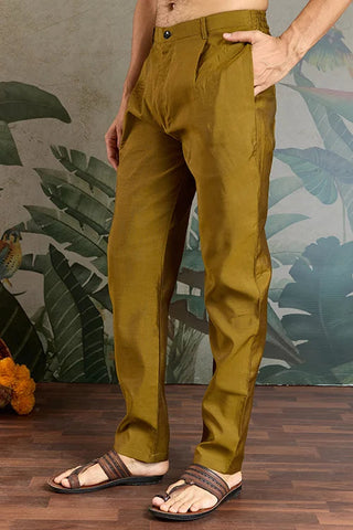 Golden Olive Open Koti Style Kurta Pajama Set for Men Clothsvilla