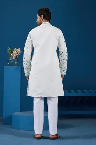 Graceful White Viscose Silk Kurta for Mens Wear Clothsvilla
