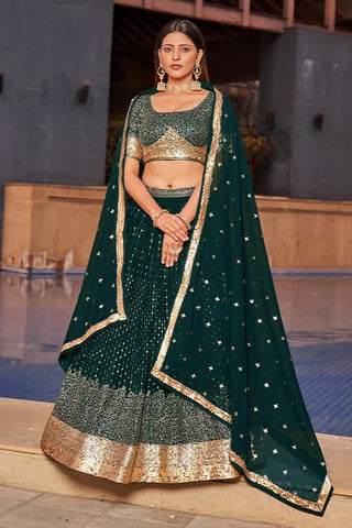 Stunning Green Bridal Lehenga Choli with Dupatta Clothsvilla