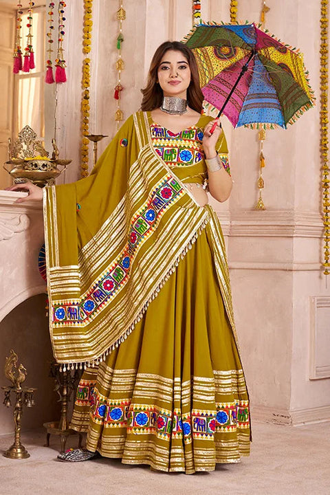 Fluorescent Green Chaniya Choli for Navratri Garba Night Clothsvilla Main image