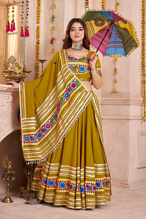 Fluorescent Green Chaniya Choli for Navratri Garba Night Clothsvilla Main image