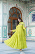 Load image into Gallery viewer, Alluring Parrot Green Faux Georgette Gown with Sequined Dupatta ClothsVilla