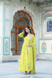 Load image into Gallery viewer, Alluring Parrot Green Faux Georgette Gown with Sequined Dupatta ClothsVilla
