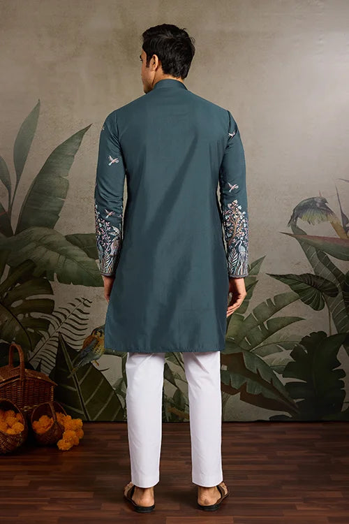 Wedding Special Elegant Festive Green Kurta for Men Clothsvilla