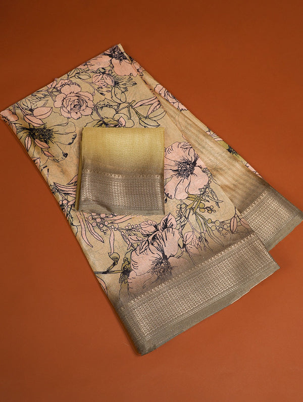 Mesmerizing Mehendi Green Dola Silk Saree with Zari Border ClothsVilla