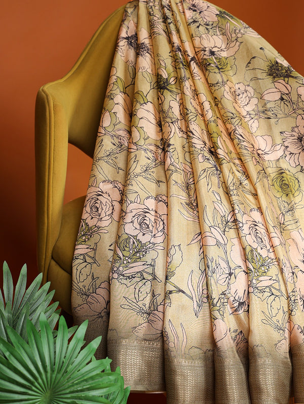 Mesmerizing Mehendi Green Dola Silk Saree with Zari Border ClothsVilla