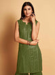 Load image into Gallery viewer, Stunning Green Designer Sharara Kurti Dupatta Set - Embroidered Faux Georgette &amp; Georgette ClothsVilla