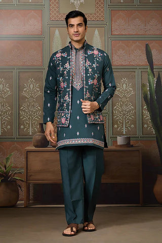 Premium Designer Green Koti Kurta Pair for Men Clothsvilla