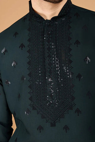 Designer Green Viscose Silk Kurta for Men Online Clothsvilla