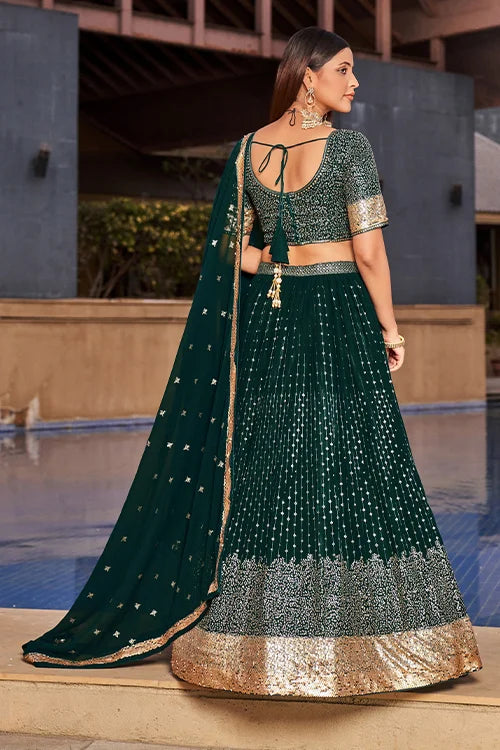 Stunning Green Bridal Lehenga Choli with Dupatta Clothsvilla