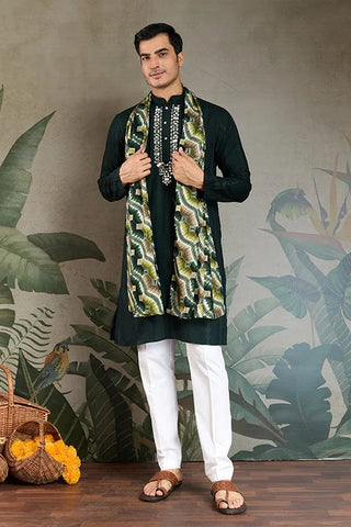Traditional Green Kurta with Dupatta for Mens Wear Clothsvilla