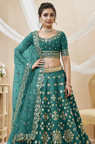 Green Color Art Silk Sequins with Zari Heavy Embroidered Lehenga Choli with Dupatta Clothsvilla
