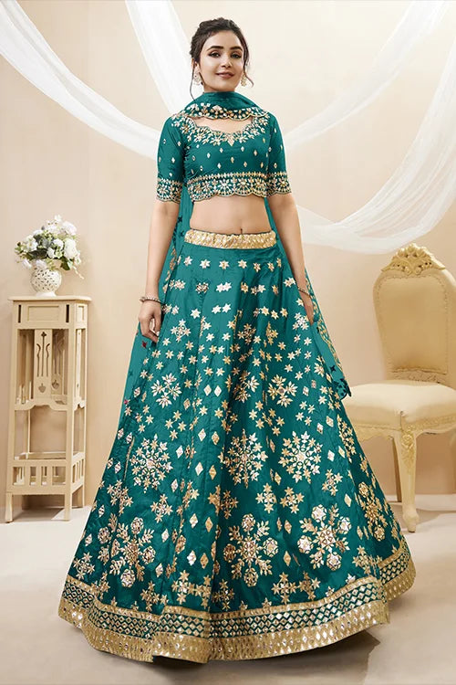 Green Color Art Silk Sequins with Zari Heavy Embroidered Lehenga Choli with Dupatta Clothsvilla