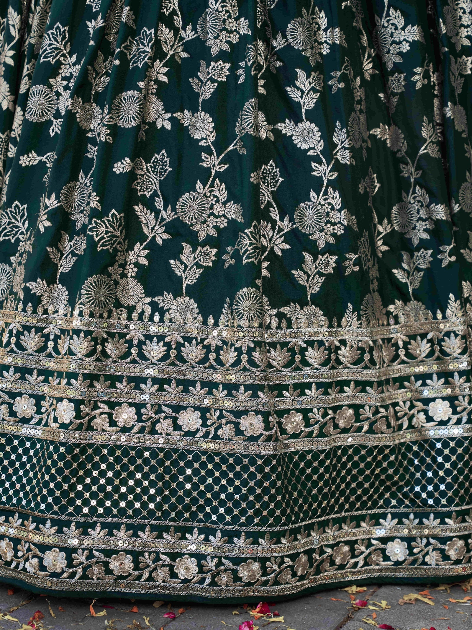 Green Dola Silk Jacquard Embroidered Lehenga Choli Clothsvilla