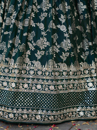 Green Dola Silk Jacquard Embroidered Lehenga Choli Clothsvilla