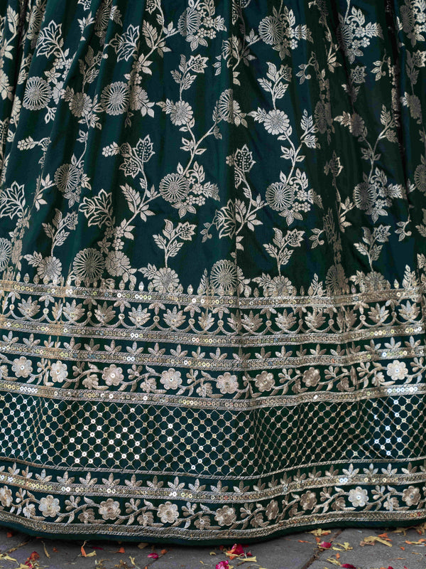 Green Dola Silk Jacquard Embroidered Lehenga Choli Clothsvilla