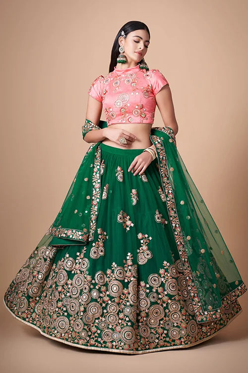 Green Exquisite Embroidered Lehenga Choli Designs Timeless Elegance and Artistry Clothsvilla