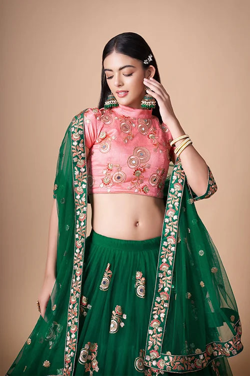 Green Exquisite Embroidered Lehenga Choli Designs Timeless Elegance and Artistry Clothsvilla