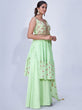 Load image into Gallery viewer, Green Mirror Work Multi Embroidery Chiffon Palazzo Suit Clothsvilla