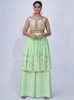Load image into Gallery viewer, Green Mirror Work Multi Embroidery Chiffon Palazzo Suit Clothsvilla
