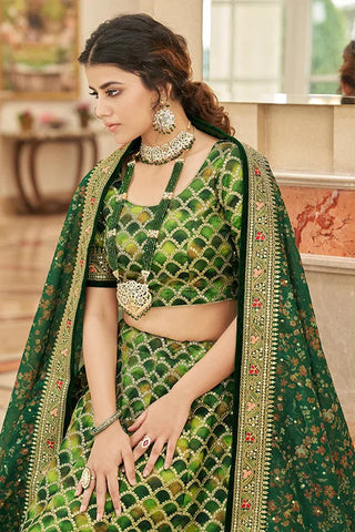 Green Sequins Embroidery Lehenga Choli For Women Collection Clothsvilla