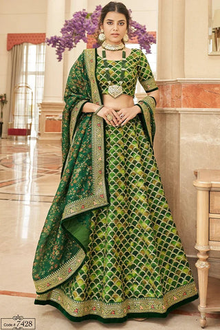 Green Sequins Embroidery Lehenga Choli For Women Collection Clothsvilla
