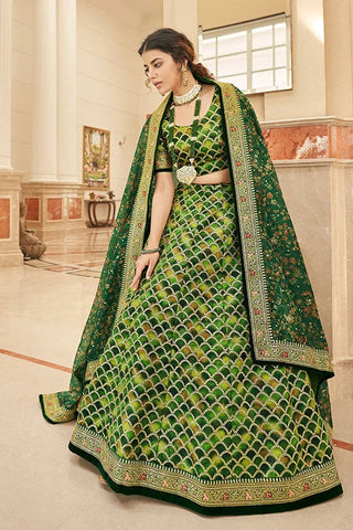 Green Sequins Embroidery Lehenga Choli For Women Collection Clothsvilla