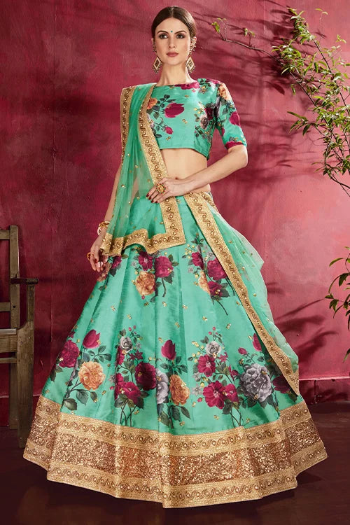 Green Women Latest Design Chaniya Choli Clothsvilla