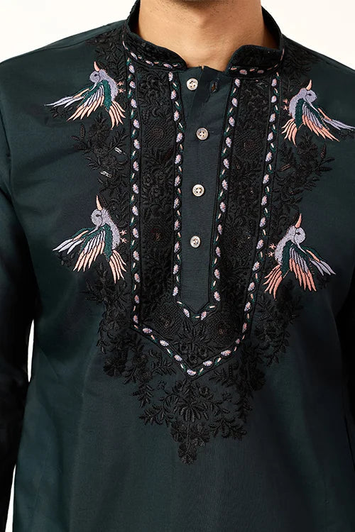 The Ultimate Designer Green Kurta with Dupatta for Mens Wear Clothsvilla