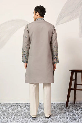 Wedding Traditional Look Grey Kurta for Mens Wear Clothsvilla